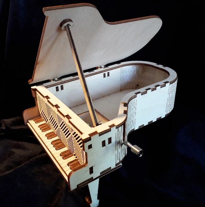 Piano music box DXF CDR vector model for laser cut cnc