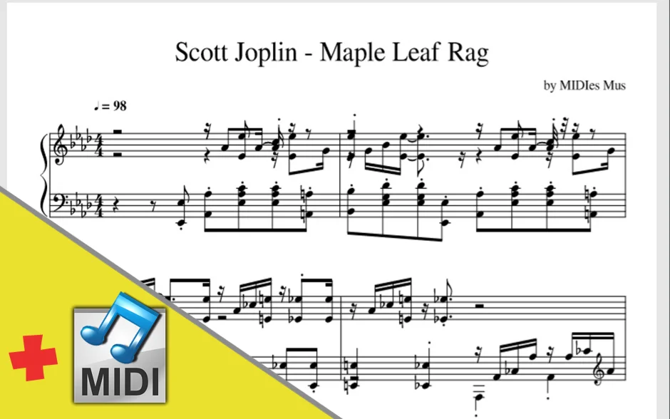 Scott Joplin - Maple Leaf Rag (ноты для пиано + midi)