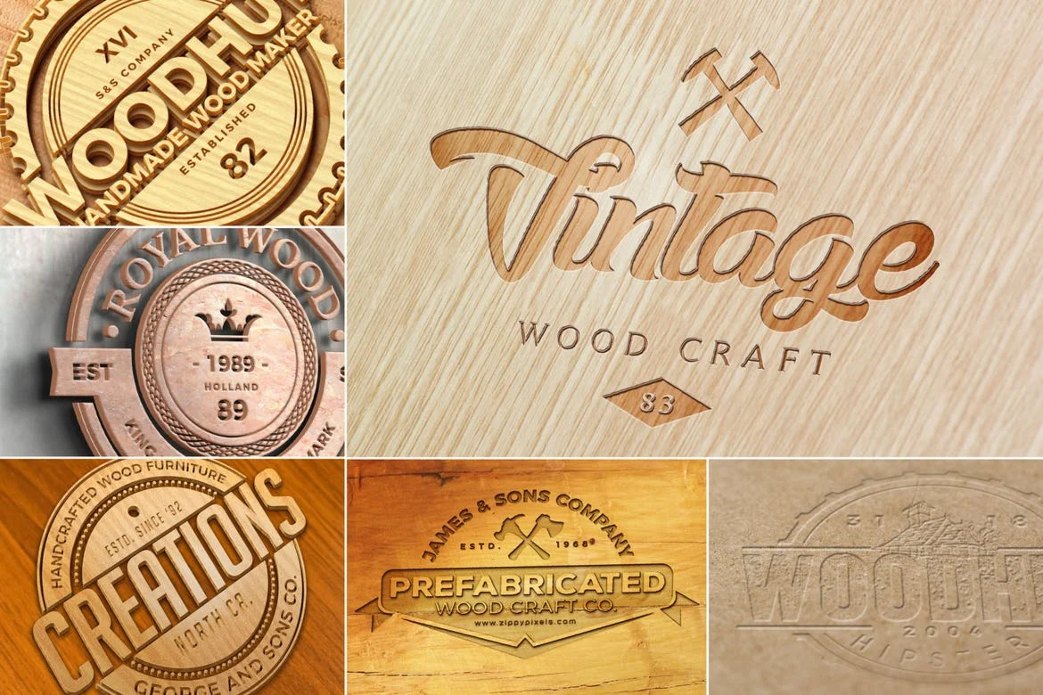 Wood Logo Mockups