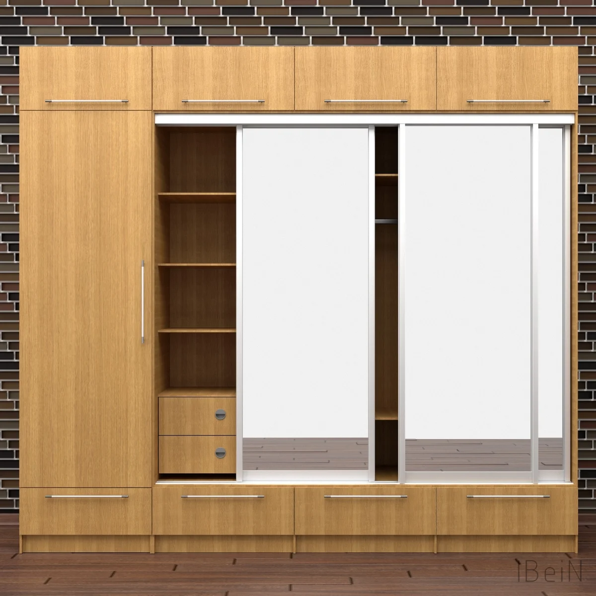 Большой, модульный шкаф из дерева