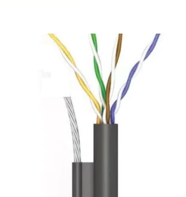 Кабель UTP 4PR 24AWG CAT5 305м.Черный внешний с тросом.