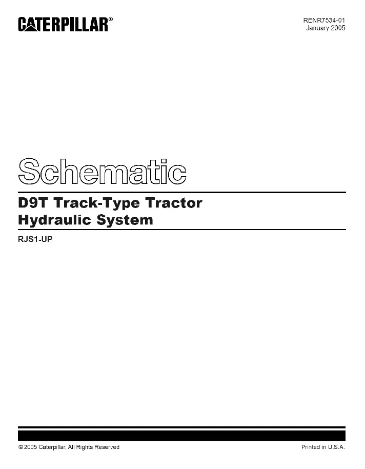 Caterpillar D9T Schematic Hydraulic System