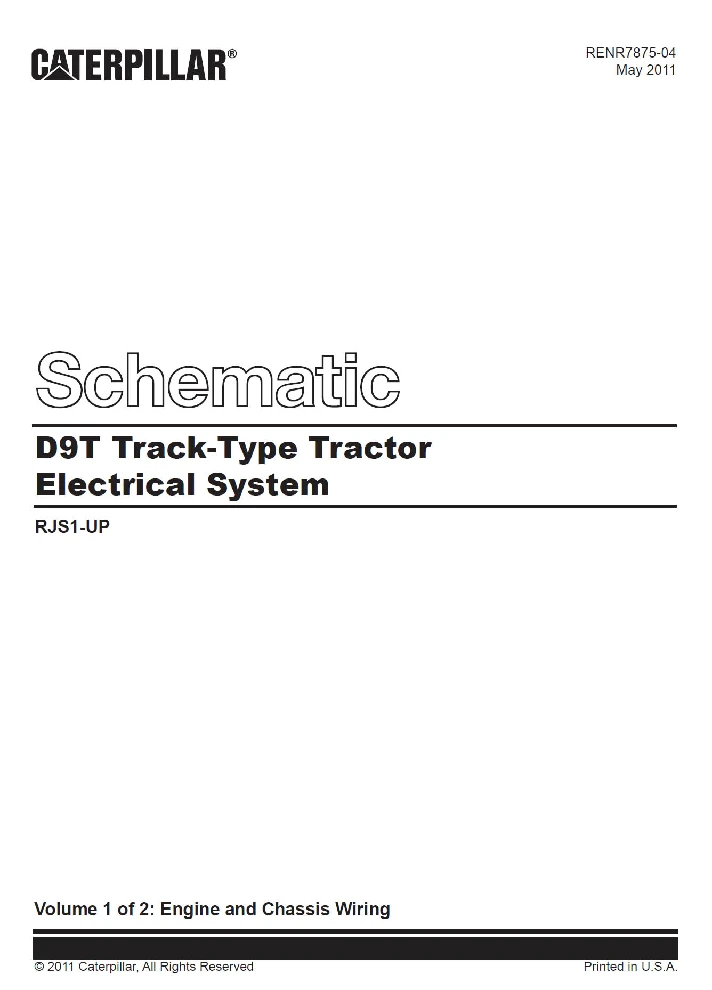 Caterpillar D9T Schematic Electrical System