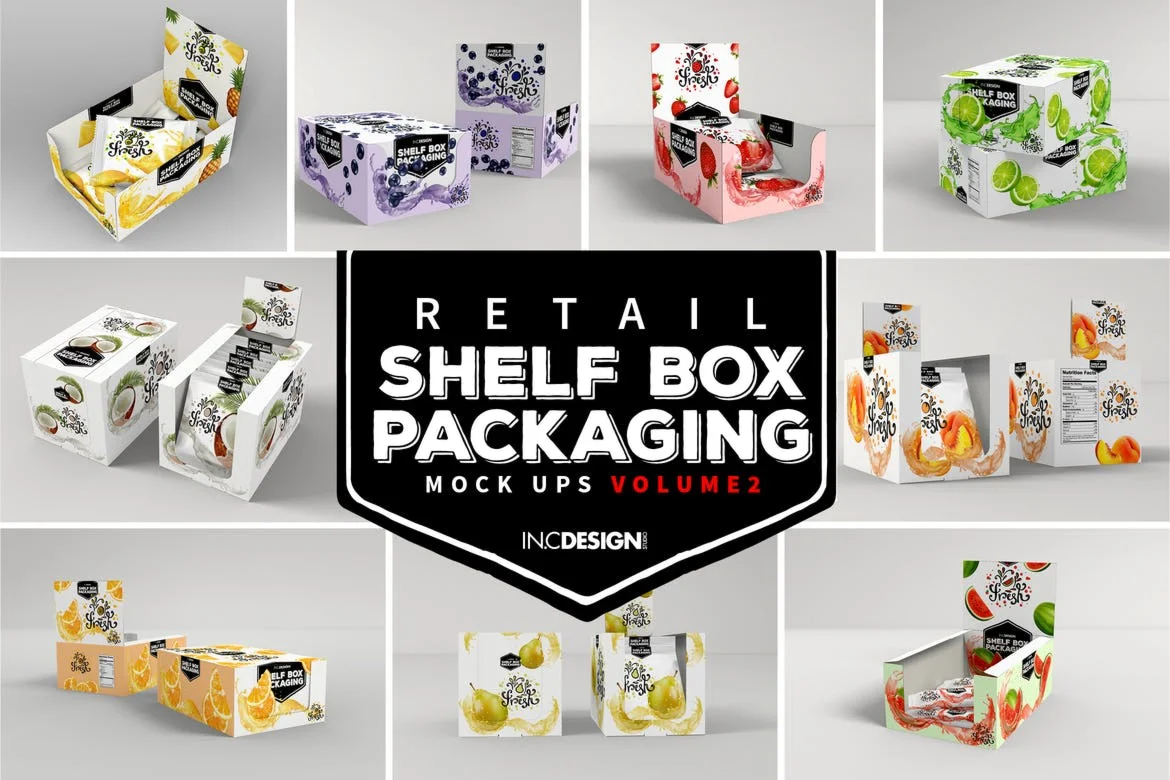 VOLUME 2: Retail Shelf Box Packaging Mockups