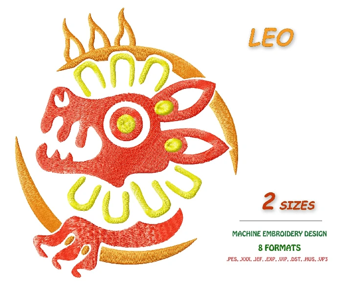 Zodiac sign Leo. Machine Embroidery Design 2 sizes