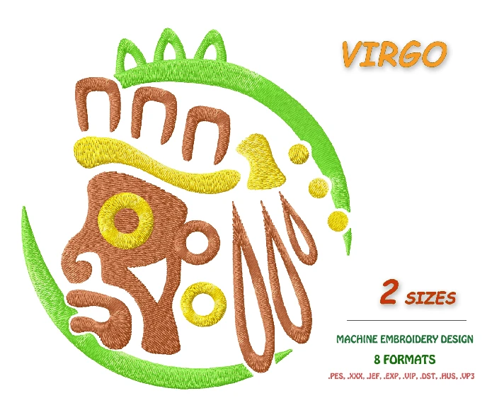 Virgo zodiac sign. Machine Embroidery Design 2 sizes