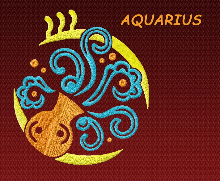 Sign of the zodiac Aquarius. Machine Embroidery Design