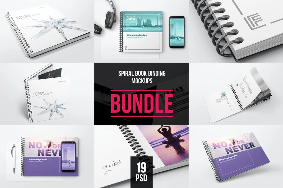Spiral Book Binding Bundle Mockups