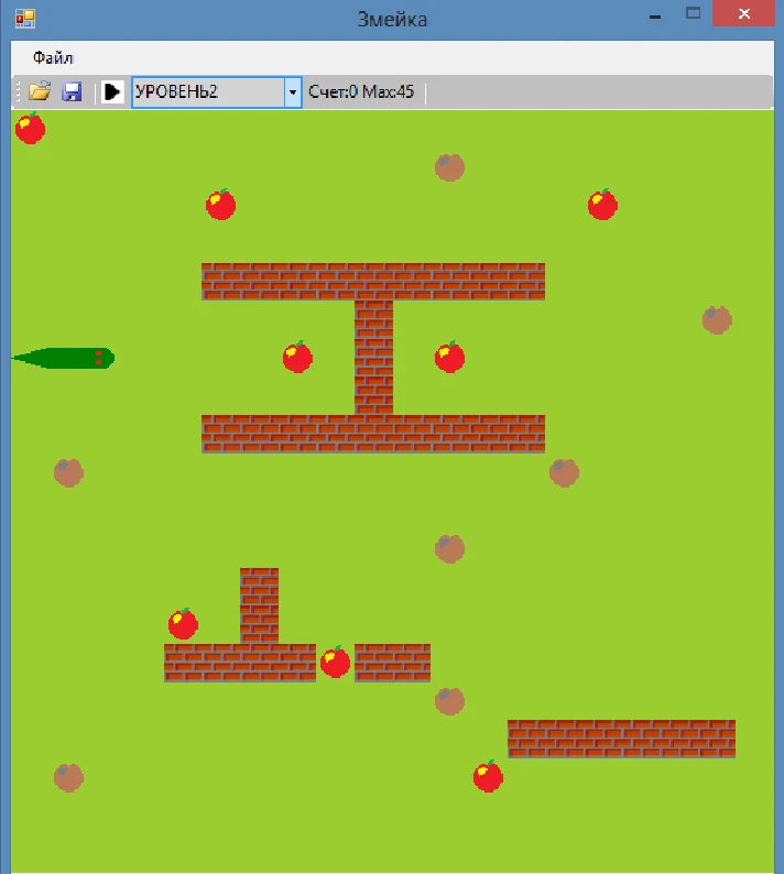 Course Programming in C #. Game Snake.