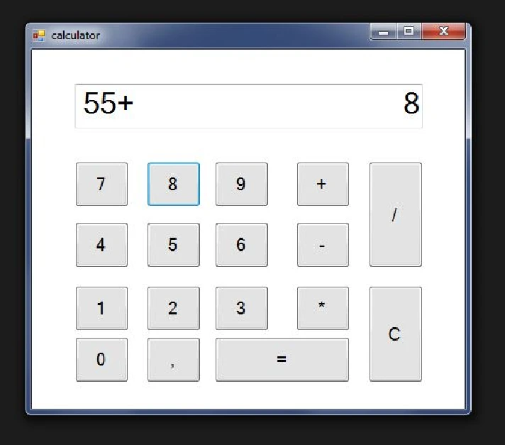 Calculator C#. Visual studio 2017 forms