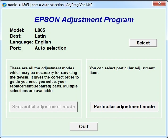 Adj Program EPSON L805