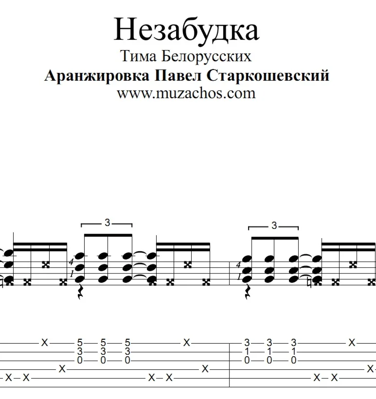 Незабудка (Т.Белорусских). Ноты и табы для гитары