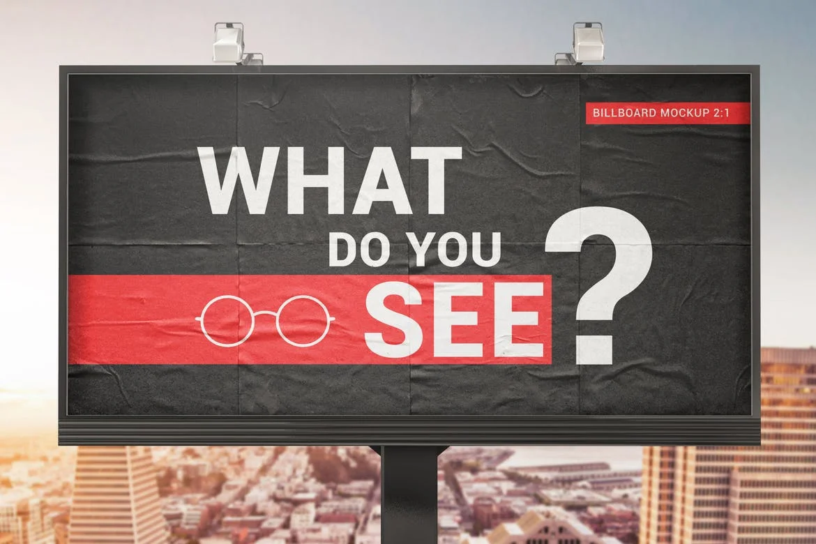 Billboard With Glued Paper Effect Mockups