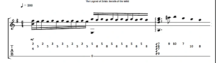 Breath of the Wild (Zelda) - guitar notes+tab