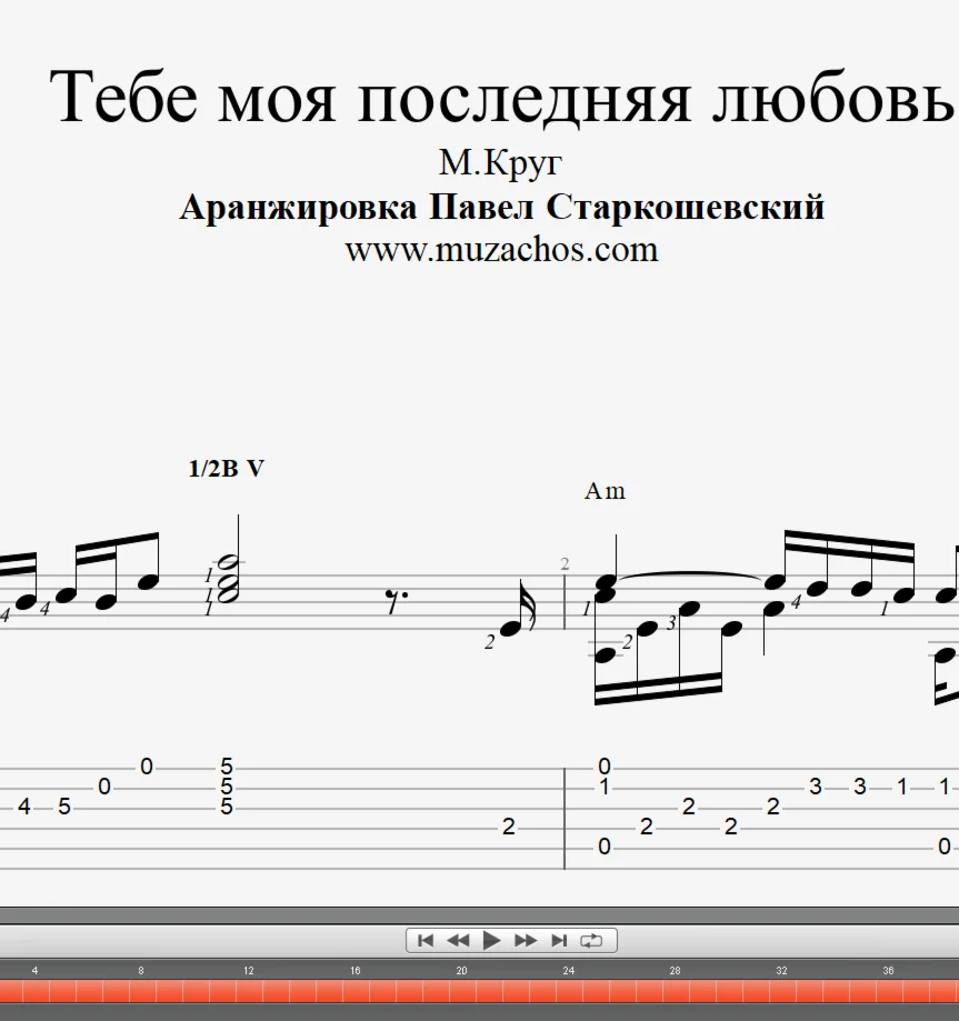 Тебе моя последняя любовь (М.Круг). Ноты и табы