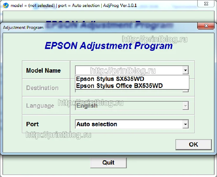 Adjustment program Epson SX535WD Office BX535WD (Reset)