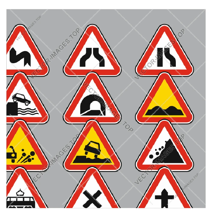 Road signs of Ukraine - Warning, Vector image