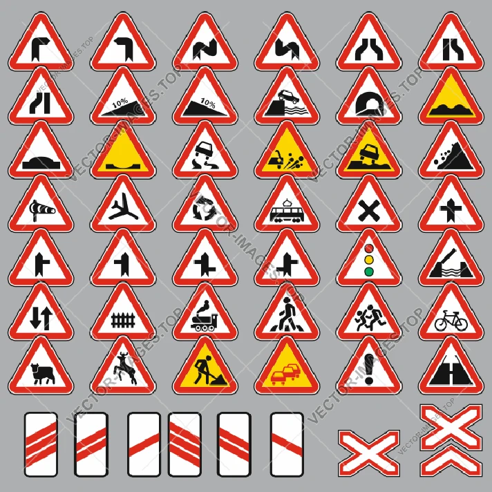 Road signs of Ukraine - Warning, Vector image