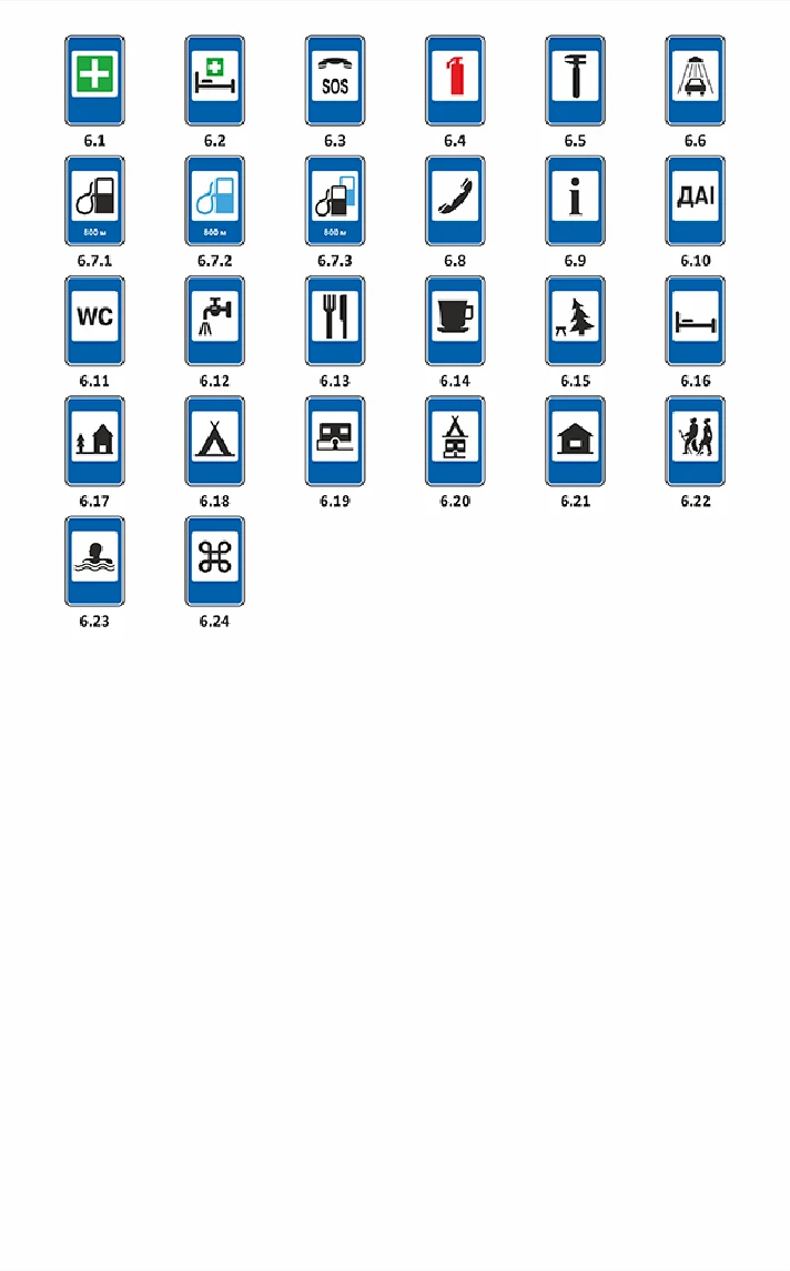 Road signs of Ukraine - Signs of service, Vector image