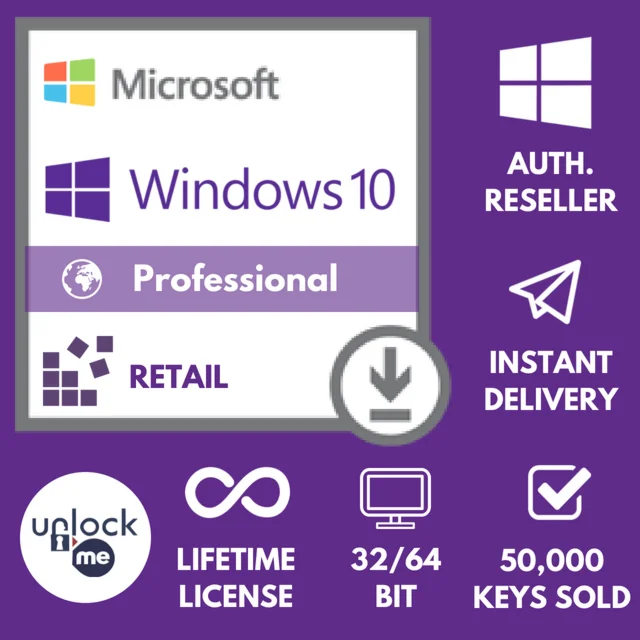 Windows 10 PRO 32/64 bit Global Retail Licence Key