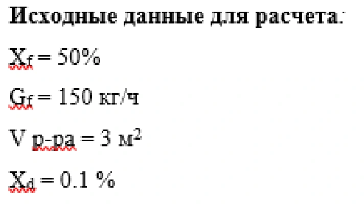 Calculation of distillation unit