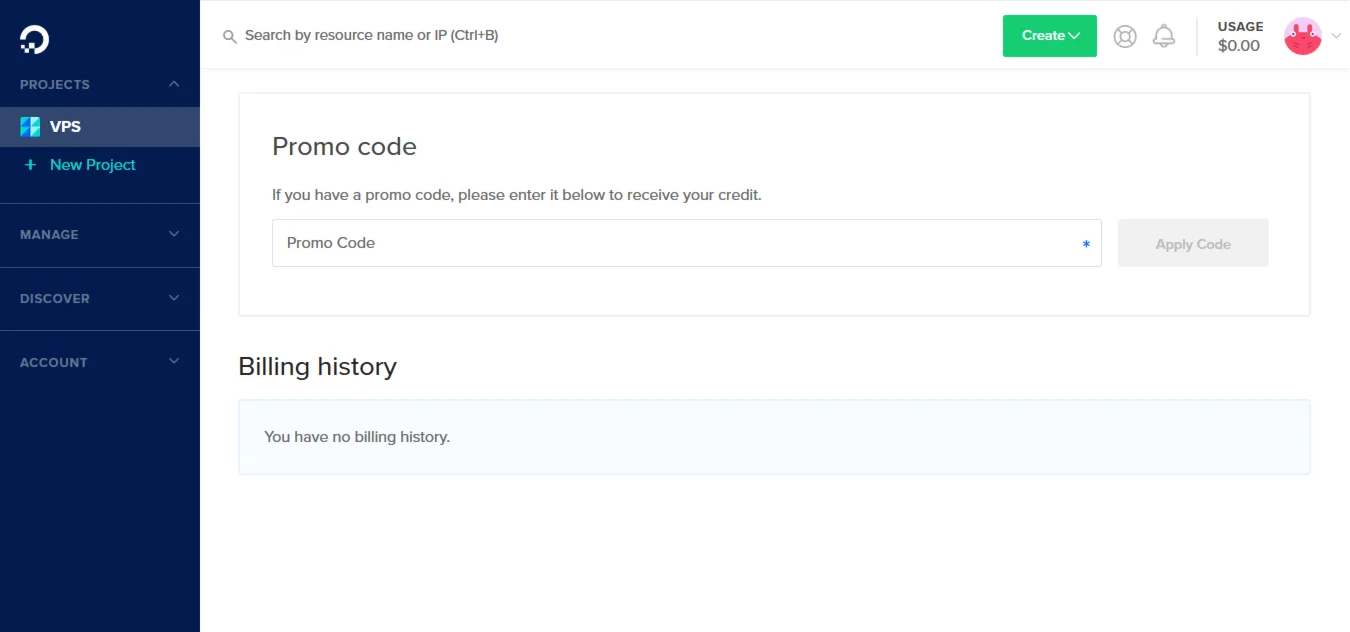 Учетная запись Digital Ocean подтверждена $ 0