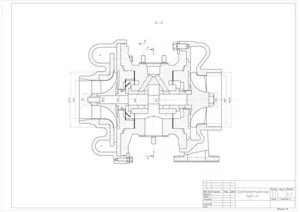 Продольный разрез турбокомпрессора ТКР-11