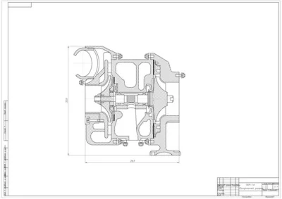 Продольный разрез турбокомпрессора ТКР-14