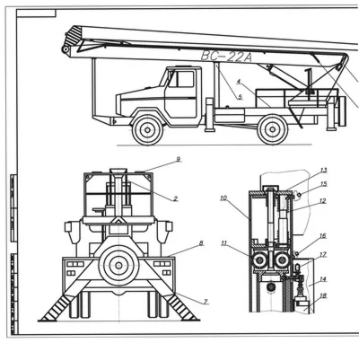 Чертеж Автогрузоподъемник на базе автомобиля ЗИЛ