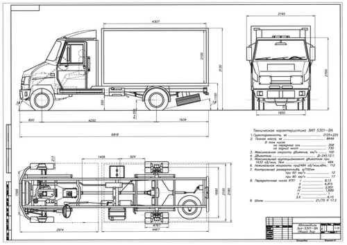 Чертеж Автомобиль ЗИЛ-5301-ВА