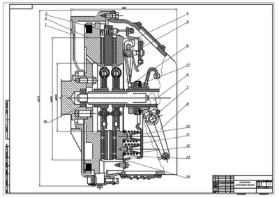 Чертеж Сцепление автомобиля КАМАЗ-5320