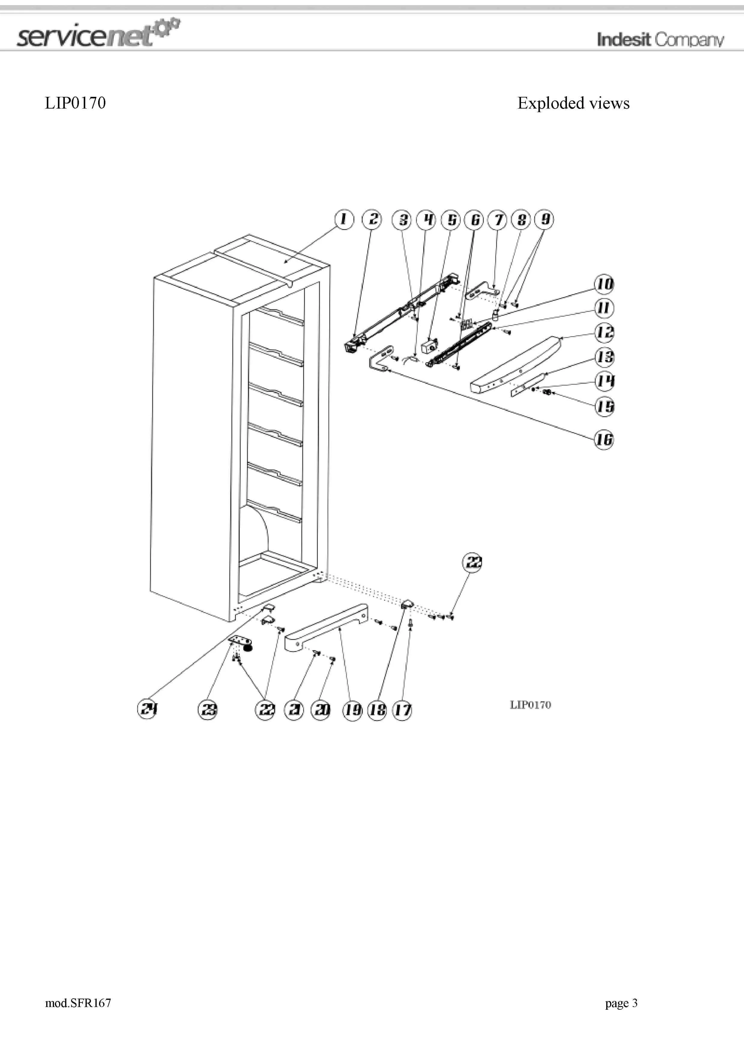 Сервис мануал морозильной камеры Indesit SFR167