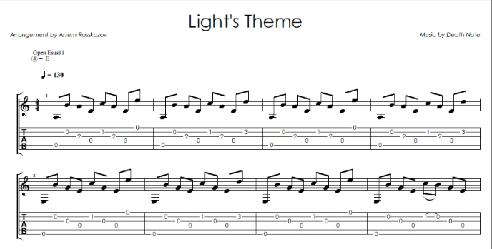 Light´s theme (Death Note) - Guitar notes+tabs