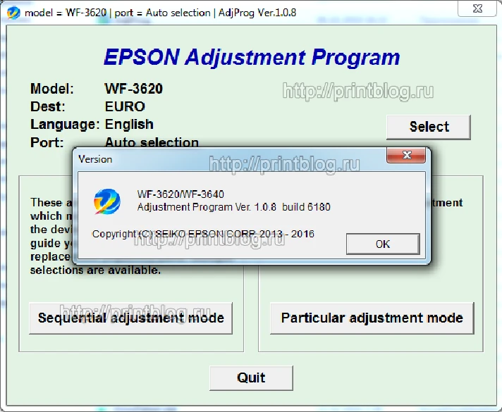 Adjustmen program Epson WF-3620, WF-3640