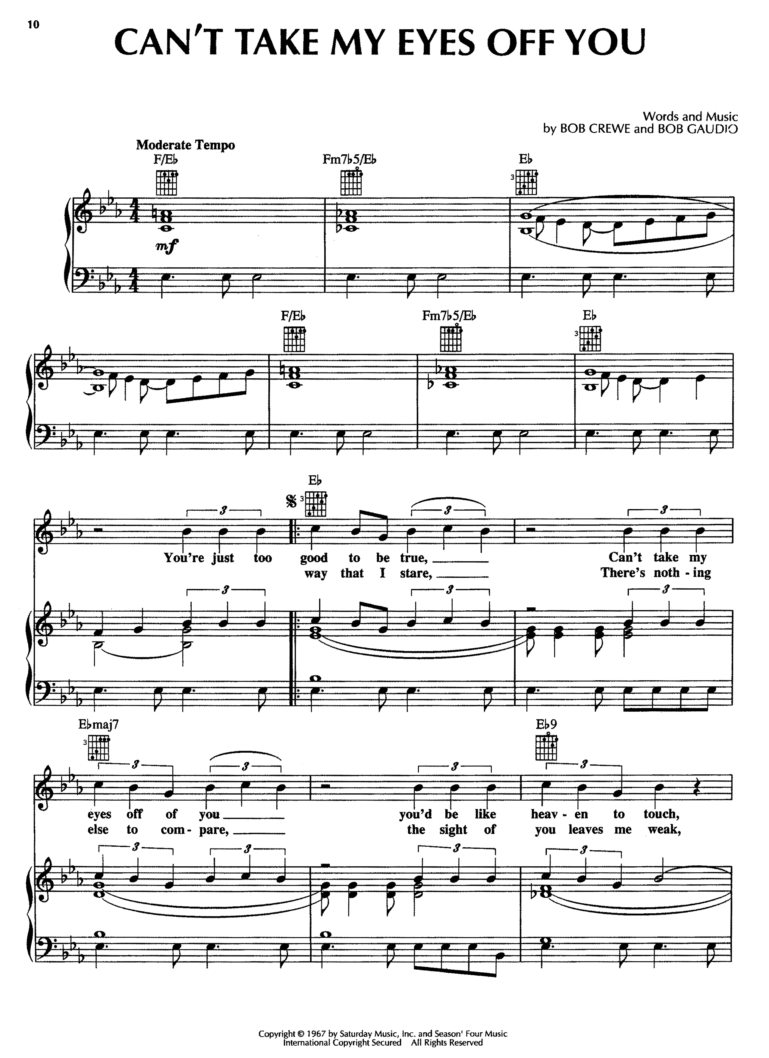 «Не могу отвести от тебя глаз» (Б.Крю и Б.Гаудио)