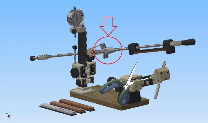 The mechanism for sharpening a knife in the lens, 3D mo