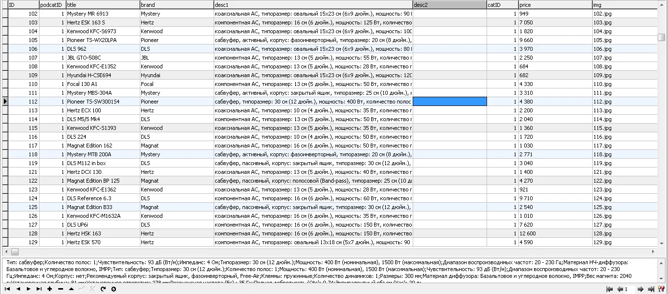 База данных аудио-видео техники (описание и картинка)