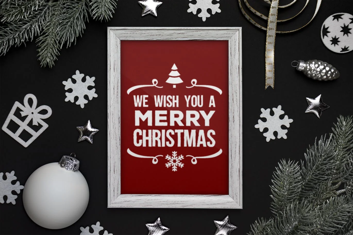 Christmas picture frame mockup