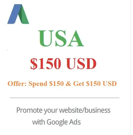 Купон, промокод Google Ads (Adwords) 150/150$ USA, США