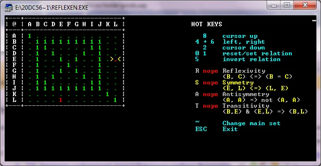 Pascal, анализ матрицы бинарного отношения на множестве
