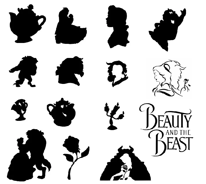 Beauty and the Beast svg,cut files,silhouette clipart,v