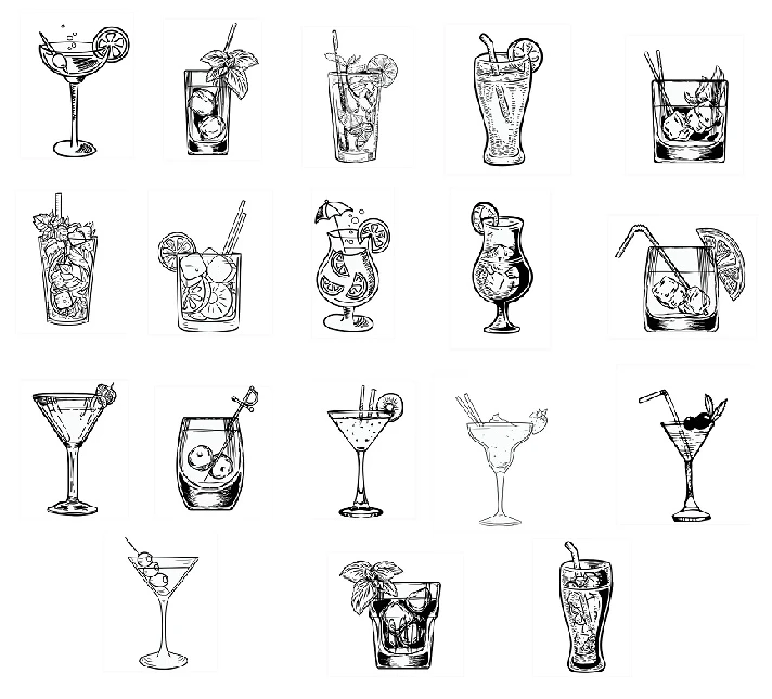 Cocktails svg,cut files,silhouette clipart,vinyl files,