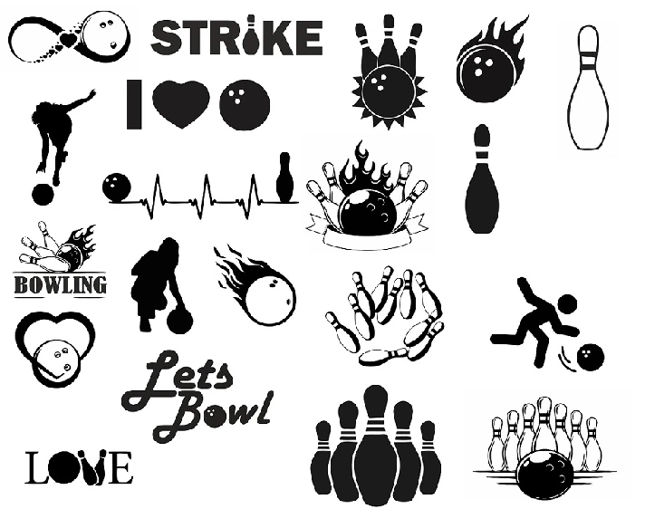 Bowling svg,cut files,silhouette clipart,vinyl files,ve