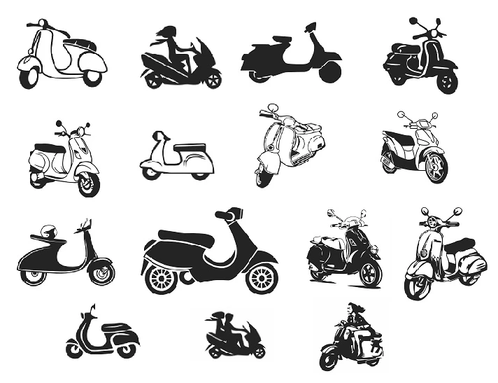 Scooter svg,cut files,silhouette clipart,vinyl files,ve