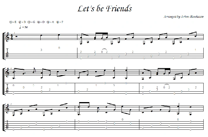 Let´s be Friends - fingerstyle guitar + tabs