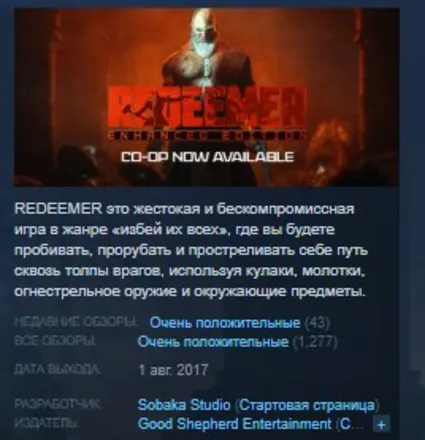 Redeemer: Enhanced Edition STEAM KEY GLOBAL+РОССИЯ