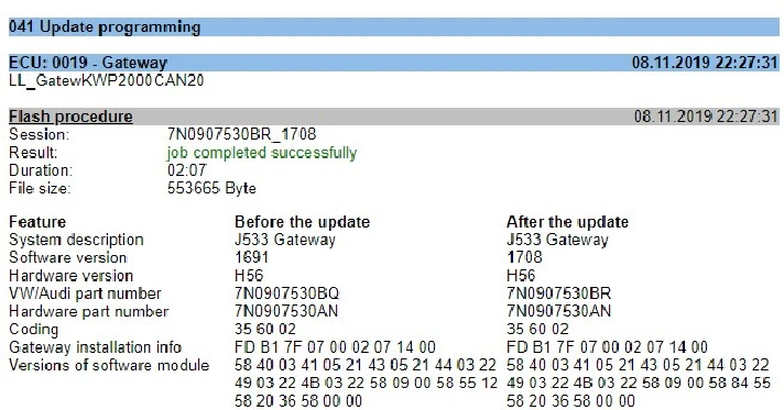 VAG Gateway 7N0907530BR Firmware 1708