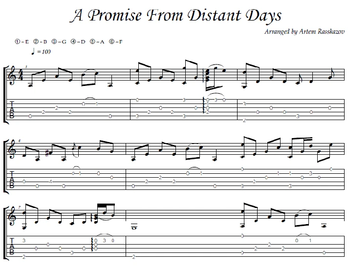 A Promise from Distant Days - fingerstyle guitar + tabs