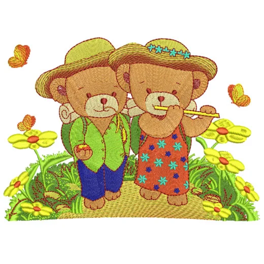 Машинная вышивка-Парочка мишек