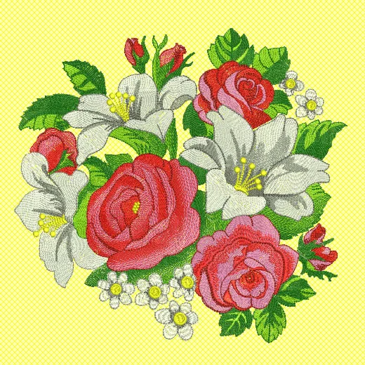 Машинная вышивка Картина цветы